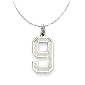 Sterling Silver, Jersey Collection, Medium Number 9 Necklace - 24 Inch